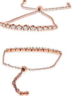 .37CT DIAMOND 14KT ROSE GOLD ROUND CLASSIC DOUBLE BAR 2 ROW CUFF BANGLE BRACELET