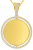 LARGE 2.07CT DIAMOND 14KT YELLOW GOLD 3D ENGRAVEABLE CIRCULAR FLOATING PENDANT