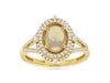 1.23CT DIAMOND & AAA OPAL 14KT YELLOW GOLD OVAL & ROUND DOUBLE HALO FLOWER RING