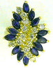3.33CT DIAMOND & AAA SAPPHIRE 14KT YELLOW GOLD 3D MARQUISE & ROUND FLOWER RING