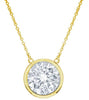 ESTATE .15CT DIAMOND 14K YELLOW GOLD CLASSIC ROUND SOLITAIRE BEZEL LOVE NECKLACE