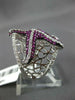 ESTATE LARGE 1.73CT DIAMOND & AAA RUBY 14KT WHITE GOLD LUCKY STARFISH FUN RING