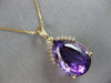 EXTRA LARGE 19.10CT DIAMOND & AAA AMETHYST 14KT YELLOW GOLD 3D TEAR DROP PENDANT