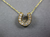 ESTATE .20CT DIAMOND 14KT TWO TONE GOLD 3D LUCKY HORSE SHOE FUN NECKLACE #26987