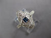 WIDE .30CT DIAMOND & AAA SAPPHIRE 18KT WHITE GOLD PRINCESS & ROUND FILIGREE RING