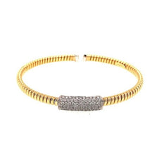 .78CT DIAMOND 18KT 2 TONE GOLD 3D MULTI ROW SNAKE FLEXIBLE CUFF BANGLE BRACELET