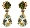 LARGE .12CT DIAMOND & AAA GREEN TOURMALINE & PRASIOLITE 18K YELLOW GOLD EARRINGS