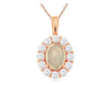 1.65CT DIAMOND & AAA OPAL 14KT ROSE GOLD 3D OVAL & ROUND FLOWER FLOATING PENDANT