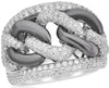 LARGE 2.75CT DIAMOND 18KT WHITE & BLACK GOLD MULTI ROW MULTI LINK LOVE KNOT RING