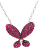ESTATE 1.11CT AAA RUBY 18KT WHITE GOLD 3D CLASSIC BUTTERFLY LOVE NECKLACE