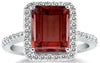 4.8CT DIAMOND & AAA GARNET 14KT WHITE GOLD EMERALD CUT & ROUND FILIGREE FUN RING