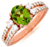 ESTATE 1.81CT DIAMOND & AAA PERIDOT 14KT ROSE GOLD OVAL & ROUND ENGAGEMENT RING
