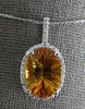 5.77CT DIAMOND & CITRINE 14KT WHITE GOLD OVAL & ROUND FILIGREE FLOATING PENDANT