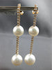 EXTRA LARGE & LONG 1.81CT DIAMOND & AAA SOUTH SEA PEARL 18KT ROSE GOLD EARRINGS