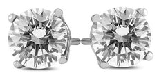 ESTATE 1.25CT DIAMOND 14KT WHITE GOLD 3D CLASSIC ROUND FOUR PRONG STUD EARRINGS