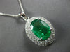 LARGE 4.22CT DIAMOND & AAA EMERALD 18K WHITE GOLD OVAL & ROUND LOVE KNOT PENDANT