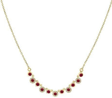 .61CT DIAMOND & AAA RUBY 14KT YELLOW GOLD 3D BEZEL ETOILE FLOWER LOVE NECKLACE