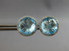 EXTRA LARGE 10.50CT DIAMOND & AAA BLUE TOPAZ 14KT WHITE GOLD HALO STUD EARRINGS