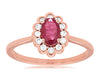 .71CT DIAMOND & AAA RUBY 14KT ROSE GOLD OVAL & ROUND SEMI BEZEL FLOWER FUN RING