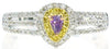.49CT WHITE PINK & FANCY YELLOW DIAMOND 18K WHITE ROSE GOLD HALO ENGAGEMENT RING