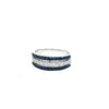 WIDE .90CT DIAMOND & AAA SAPPHIRE 18KT WHITE GOLD 3 ROW CLASSIC ANNIVERSARY RING