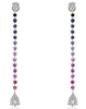 1.33CT DIAMOND & AAA MULTI COLOR SAPPHIRE 14K ROSE GOLD 3D FUN HANGING EARRINGS