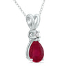 .30CT DIAMOND & AAA RUBY 14KT WHITE GOLD 3D PEAR SHAPE & ROUND FLOATING PENDANT