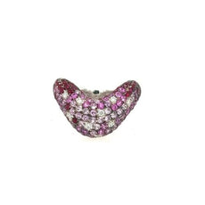2.28CT DIAMOND & AAA RUBY & AAA PINK SAPPHIRE 18KT WHITE GOLD PAVE V SHAPE RING