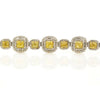 EXTRA LARGE 9.24CT WHITE & FANCY YELLOW DIAMOND 18KT 2 TONE GOLD TENNIS BRACELET