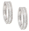 .88CT DIAMOND 14KT WHITE GOLD 3D ROUND & BAGUETTE HUGGIE HOOP HANGING EARRINGS