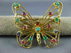 ESTATE LARGE 2.0CT AAA MULTI GEM 14K YELLOW GOLD 3D CLASSIC BUTTERFLY PIN BROOCH