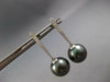 ESTATE LARGE .19CT DIAMOND & TAHITIAN PEARL 14KT WHITE GOLD BAR HANGING EARRINGS