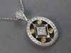 .43CT DIAMOND 18K 2 TONE GOLD 3D ROUND & PRINCESS FILIGREE OVAL FLOATING PENDANT