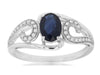 1.09CT DIAMOND & AAA SAPPHIRE 14KT WHITE GOLD 3D OVAL & ROUND FILIGREE LOVE RING