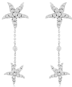 ESTATE .98CT DIAMOND 14KT WHITE GOLD STARFISH BY THE YARD FUN HANGING EARRINGS