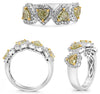 2.0CT WHITE & FANCY YELLOW DIAMOND 18K TWO TONE GOLD 3D HEART SHAPE & ROUND RING