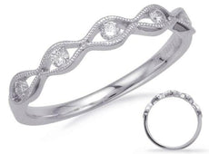 ESTATE .16CT DIAMOND 14K WHITE GOLD CLASSIC 5 STONE DOUBLE WAVE ETOILE LOVE RING