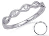 ESTATE .16CT DIAMOND 14K WHITE GOLD CLASSIC 5 STONE DOUBLE WAVE ETOILE LOVE RING
