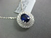 ESTATE 1.15CT DIAMOND & AAA SAPPHIRE 18K WHITE GOLD 3D OVAL DOUBLE HALO PENDANT