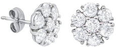 ESTATE 4.50CT DIAMOND 18KT WHITE GOLD 3D CLASSIC FLOWER STUD EARRINGS