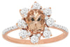 ESTATE 1.17CT DIAMOND & AAA MORGANITE 14K ROSE GOLD OVAL & ROUND FLOWER FUN RING