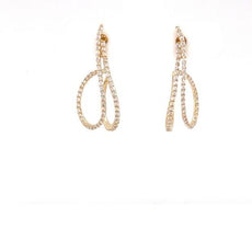 ESTATE .47CT DIAMOND 18KT YELLOW GOLD 3D LOVE KNOT FUN HANGING EARRINGS