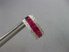 WIDE 2.68CT DIAMOND & AAA RUBY 18K WHITE GOLD 3 ROW HUGGIE HOOP HANGING EARRINGS