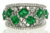 WIDE 2.76CT DIAMOND & AAA EMERALD 18K WHITE GOLD SQUARE & ROUND ANNIVERSARY RING