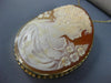 ANTIQUE EXTRA LARGE 14KT YELLOW GOLD HANDCRAFTED FILIGREE LADY CAMEO PIN PENDANT