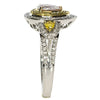 .67CT WHITE PINK & FANCY YELLOW DIAMOND 18K TRI COLOR GOLD HALO ENGAGEMENT RING