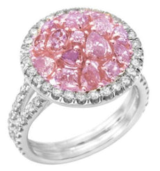 2.54CT WHITE & PINK DIAMOND 18K WHITE & ROSE GOLD MULTI SHAPE CIRCULAR LOVE RING
