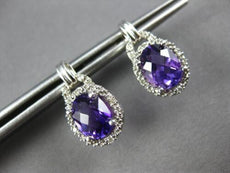 2.26CT DIAMOND & AAA AMETHYST 14KT WHITE GOLD 3D OVAL & ROUND HANGING EARRINGS