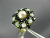 ANTIQUE LARGE 1.80CT AAA SAPPHIRE OPAL & PEARL 14K YELLOW GOLD 3D FLOWER RING