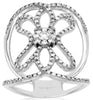 ESTATE WIDE .78CT DIAMOND 14KT WHITE GOLD FLOWER CRISS CROSS LOVE KNOT FUN RING